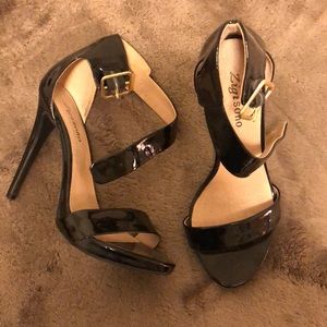 Black one strap heels